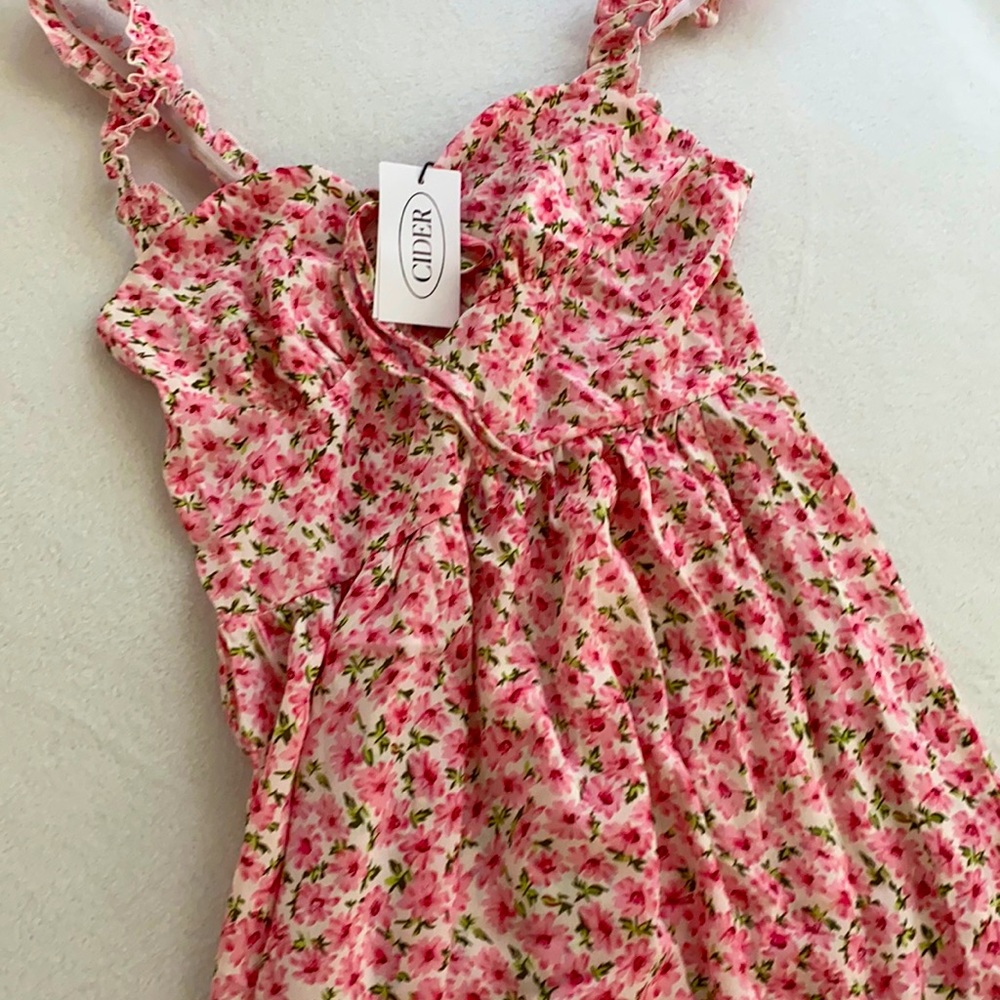 Cider Pink Carnation Floral Dress Size Small